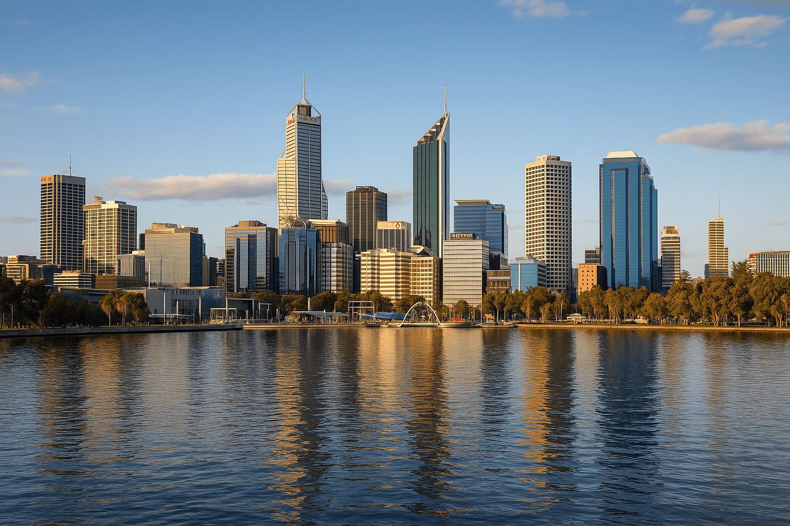 Perth skyline with tall buildings